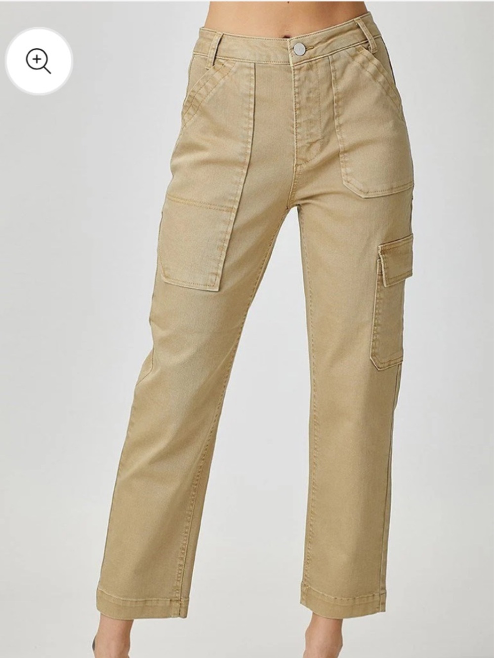 Risen High-Rise Sand Cargo Boyfriend Jeans